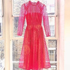 Self-portrait hot pink lace dress